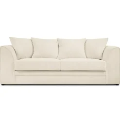Canapé Quince Velours côtelé 3 Places beige clair - 182x92x80 cm-Mazzini Sofas Clearance