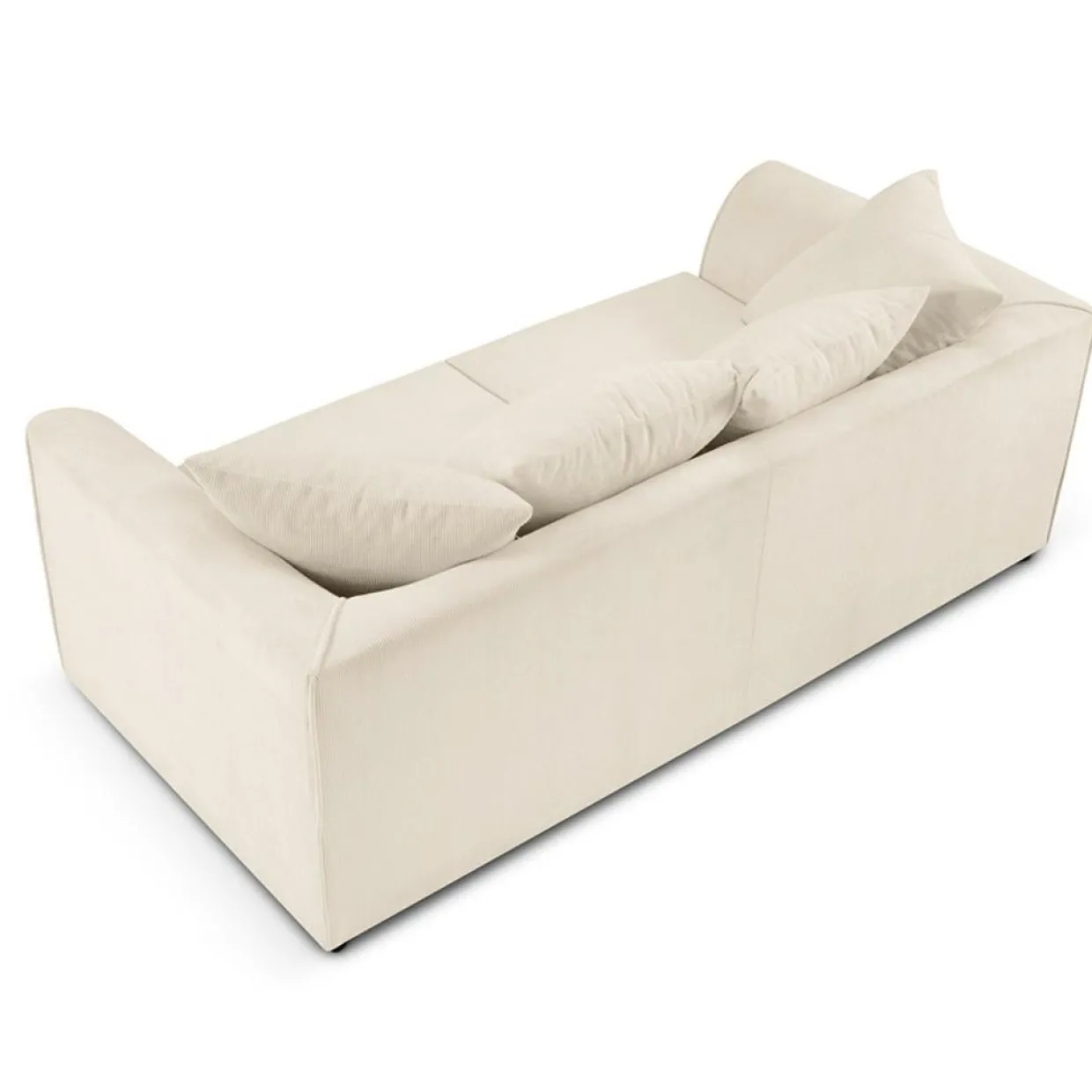 Canapé Quince Velours côtelé 3 Places beige clair - 182x92x80 cm-Mazzini Sofas Clearance