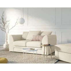 Canapé Quince Velours côtelé 2 Places beige clair - 150x92x80 cm-Mazzini Sofas Outlet