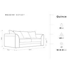 Mazzini Sofas Canapés^Canapé Quince Velours côtelé 3 Places gris clair - 182x92x80 cm