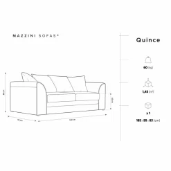 Mazzini Sofas Canapés^Canapé Quince Velours côtelé 3 Places vert - 182x92x80 cm