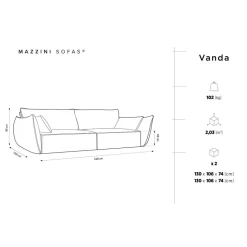Canapé Vanda 4 Places beige clair - 248x100x85 cm-Mazzini Sofas