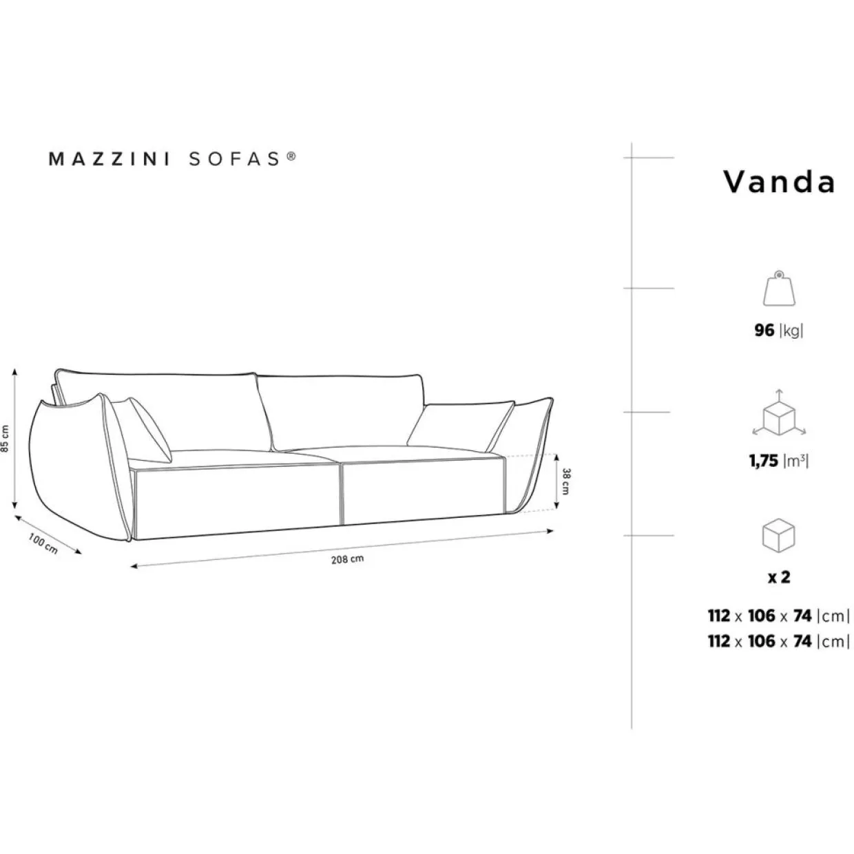 Canapé Vanda 3 Places vert bouteille - 208x100x85 cm-Mazzini Sofas Outlet