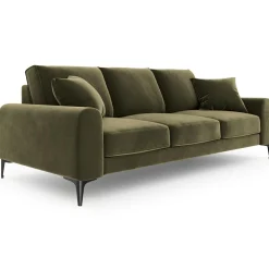 Mazzini Sofas Canapés^Canapé Velours 3 places Madara vert - 222x102x90 cm