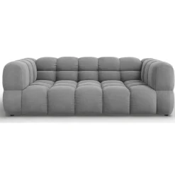 Canapé Velours Aster 3 Places gris clair - 214x102x75 cm-Mazzini Sofas