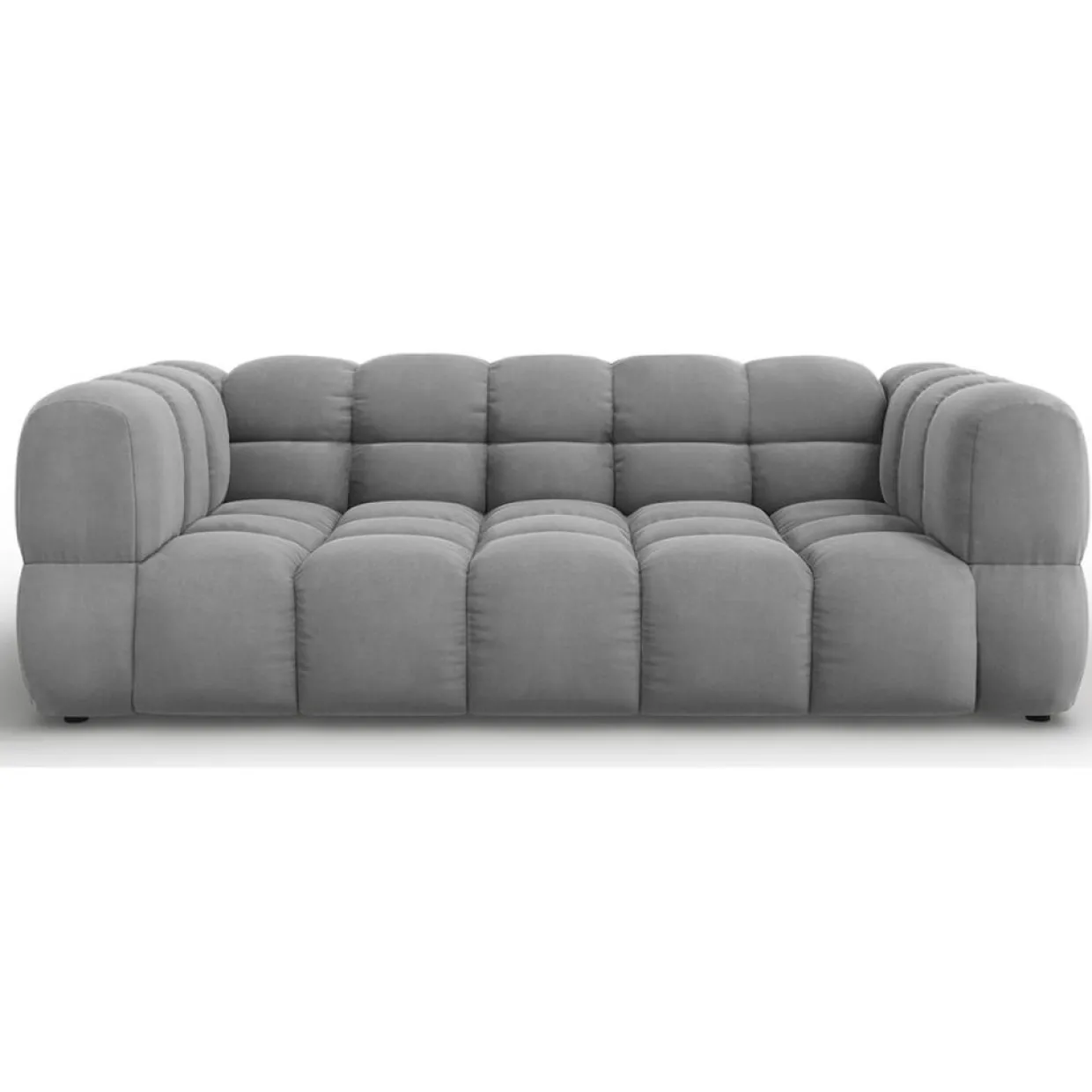 Canapé Velours Aster 3 Places gris clair - 214x102x75 cm-Mazzini Sofas