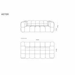 Canapé Velours Aster 3 Places gris clair - 214x102x75 cm-Mazzini Sofas