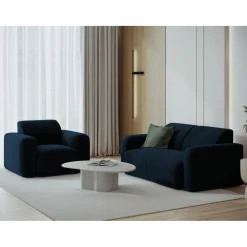 Canapé Velours Jasmin 2 Places bleu roi - 170x95x72 cm-Mazzini Sofas Outlet