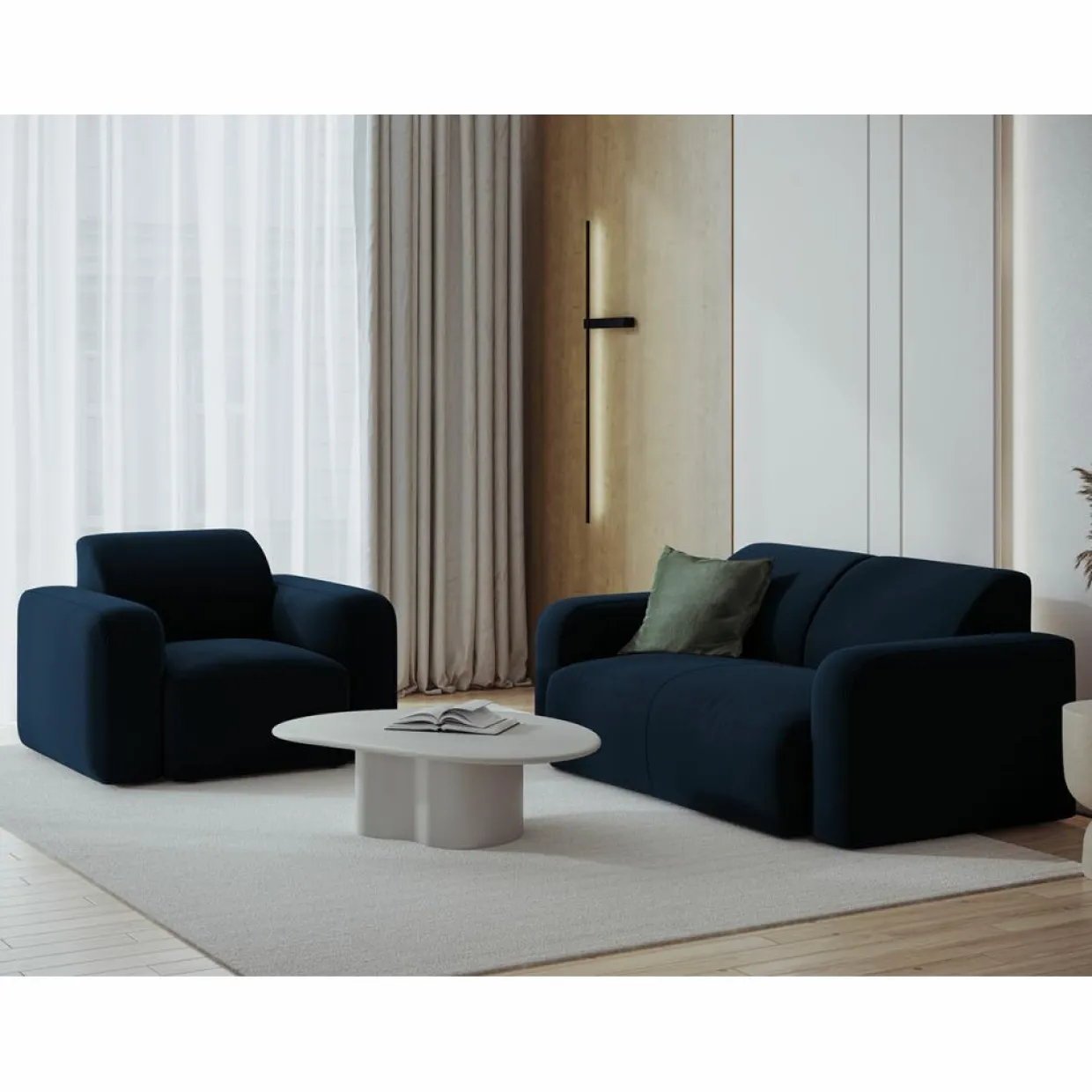 Canapé Velours Jasmin 2 Places bleu roi - 170x95x72 cm-Mazzini Sofas Outlet