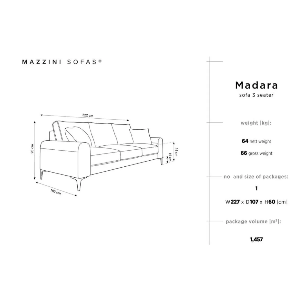 Canapé Velours Madara beige - 222x102x90 cm-Mazzini Sofas Best