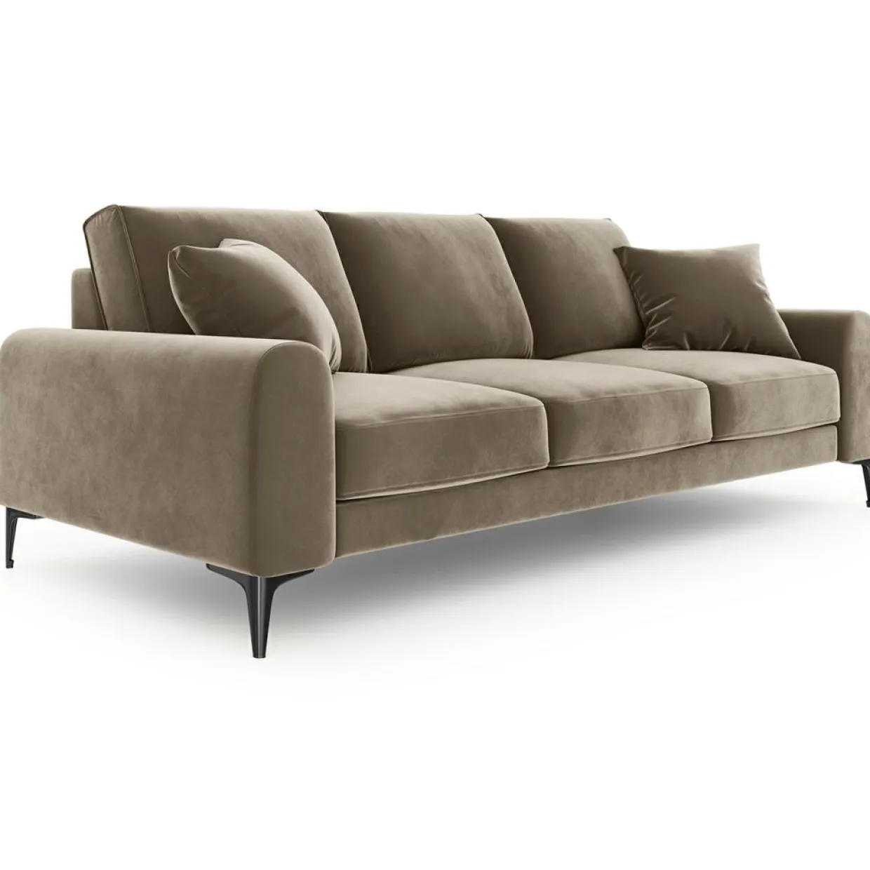 Canapé Velours Madara beige - 222x102x90 cm-Mazzini Sofas Best