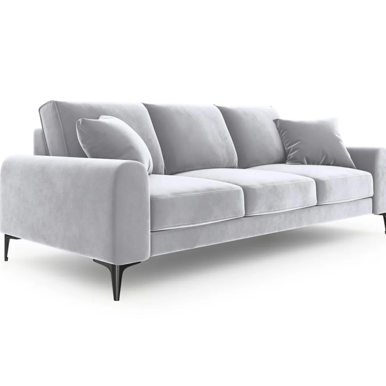Canapé Velours Madara gris clair - 222x102x90 cm-Mazzini Sofas Online