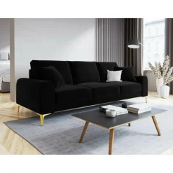 Canapé Velours Madara noir - 222x102x90 cm-Mazzini Sofas Best