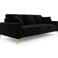 Canapé Velours Madara noir - 222x102x90 cm-Mazzini Sofas Best
