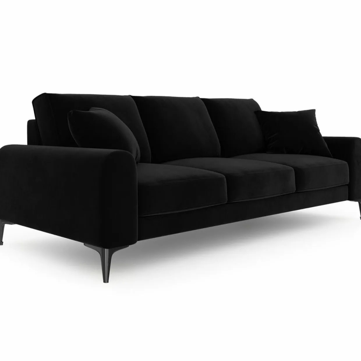 Mazzini Sofas Canapés^Canapé Velours Madara noir - 222x102x90 cm