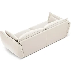 Mazzini Sofas Canapés^Canapé Velours Vanda 3 Places beige clair - 208x100x85 cm