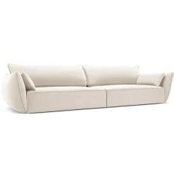 Canapé Velours Vanda 4 Places beige clair - 248x100x85 cm-Mazzini Sofas Discount
