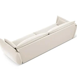 Canapé Velours Vanda 4 Places beige clair - 248x100x85 cm-Mazzini Sofas Discount