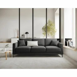 Canapé Velours Venus 3 Places gris - 220x92x90 cm-Mazzini Sofas Hot