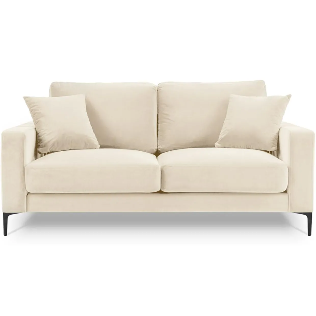 Canapé Velours Venus 2 Places beige clair - 158x92x90 cm-Mazzini Sofas Discount