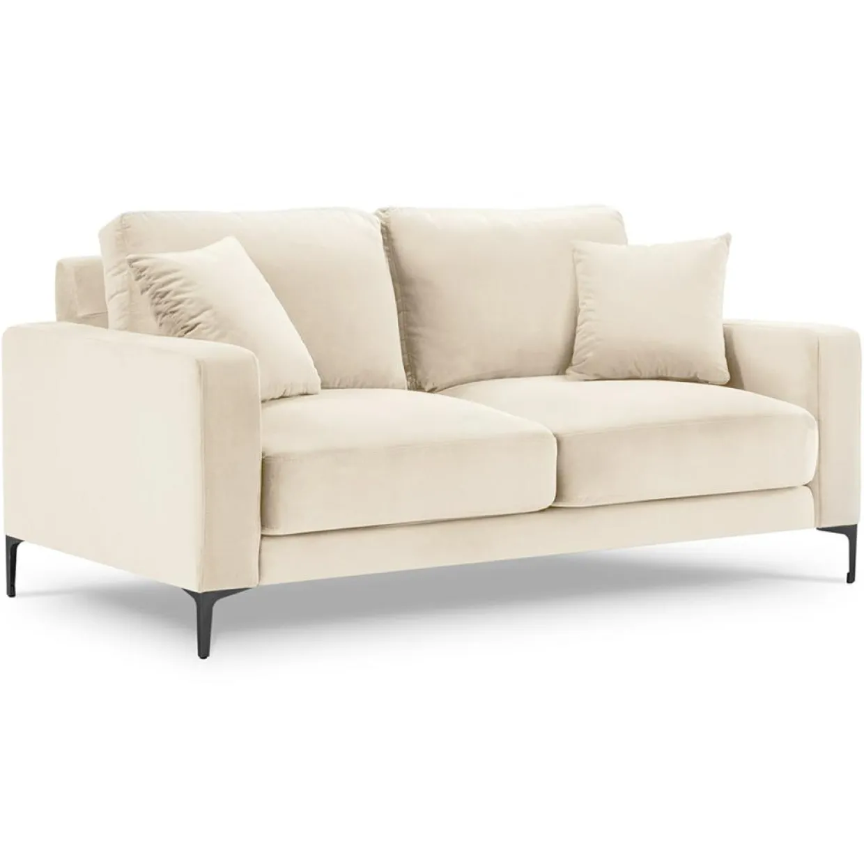 Canapé Velours Venus 2 Places beige clair - 158x92x90 cm-Mazzini Sofas Discount