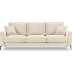 Canapé Velours Venus 3 Places beige clair - 220x92x90 cm-Mazzini Sofas