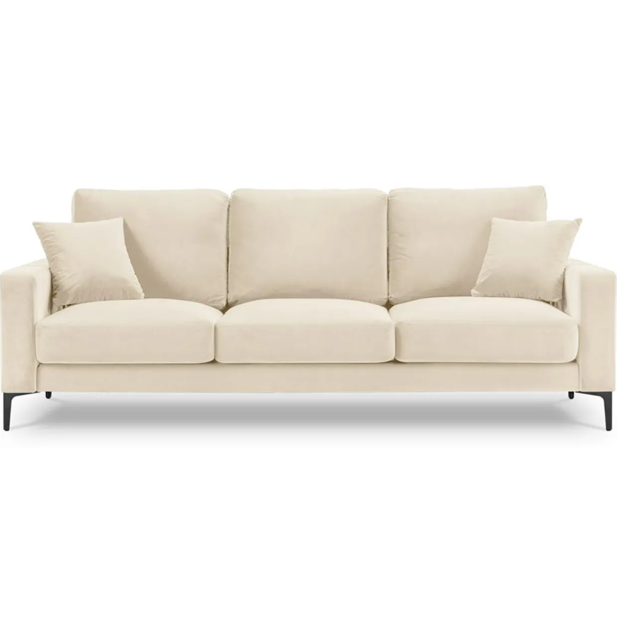 Canapé Velours Venus 3 Places beige clair - 220x92x90 cm-Mazzini Sofas