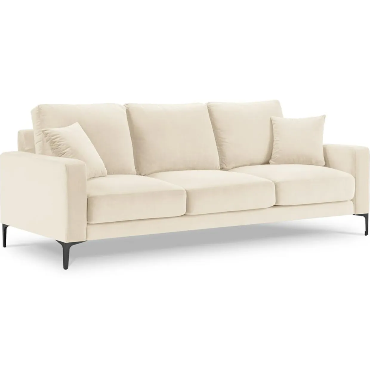 Canapé Velours Venus 3 Places beige clair - 220x92x90 cm-Mazzini Sofas
