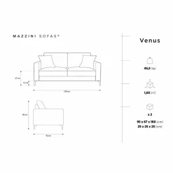 Mazzini Sofas Canapés^Canapé Venus 2 Places gris foncé - 158x92x90 cm