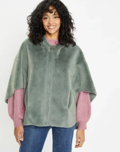 Femme Lou Andrea Vestes, Blousons^Cape en Fausse Fourrure Hope laurel