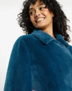 Cape en Fausse Fourrure Mimi bleue-Lou Andrea Best