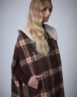 Cape en Laine mélangée Pilou Tartan unique-Manoush Sale