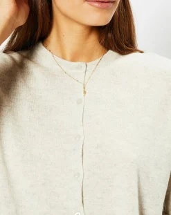 Cardigan 100% Cachemire Cacao col rond gris beige chiné-Galeries Lafayette Discount