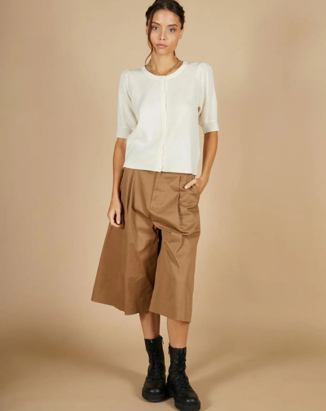 Femme Cashmere Tribu Gilets Et Cardigans^Cardigan 100% Cachemire Claire manches ballon écru