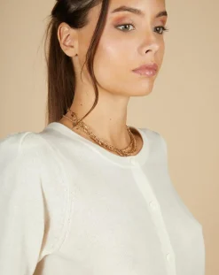 Femme Cashmere Tribu Gilets Et Cardigans^Cardigan 100% Cachemire Claire manches ballon écru