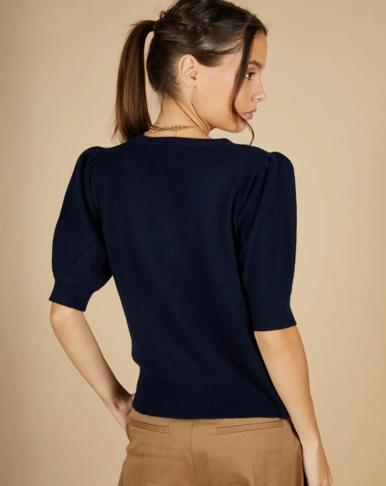 Cardigan 100% Cachemire Claire manches ballon nuit-Cashmere Tribu Online