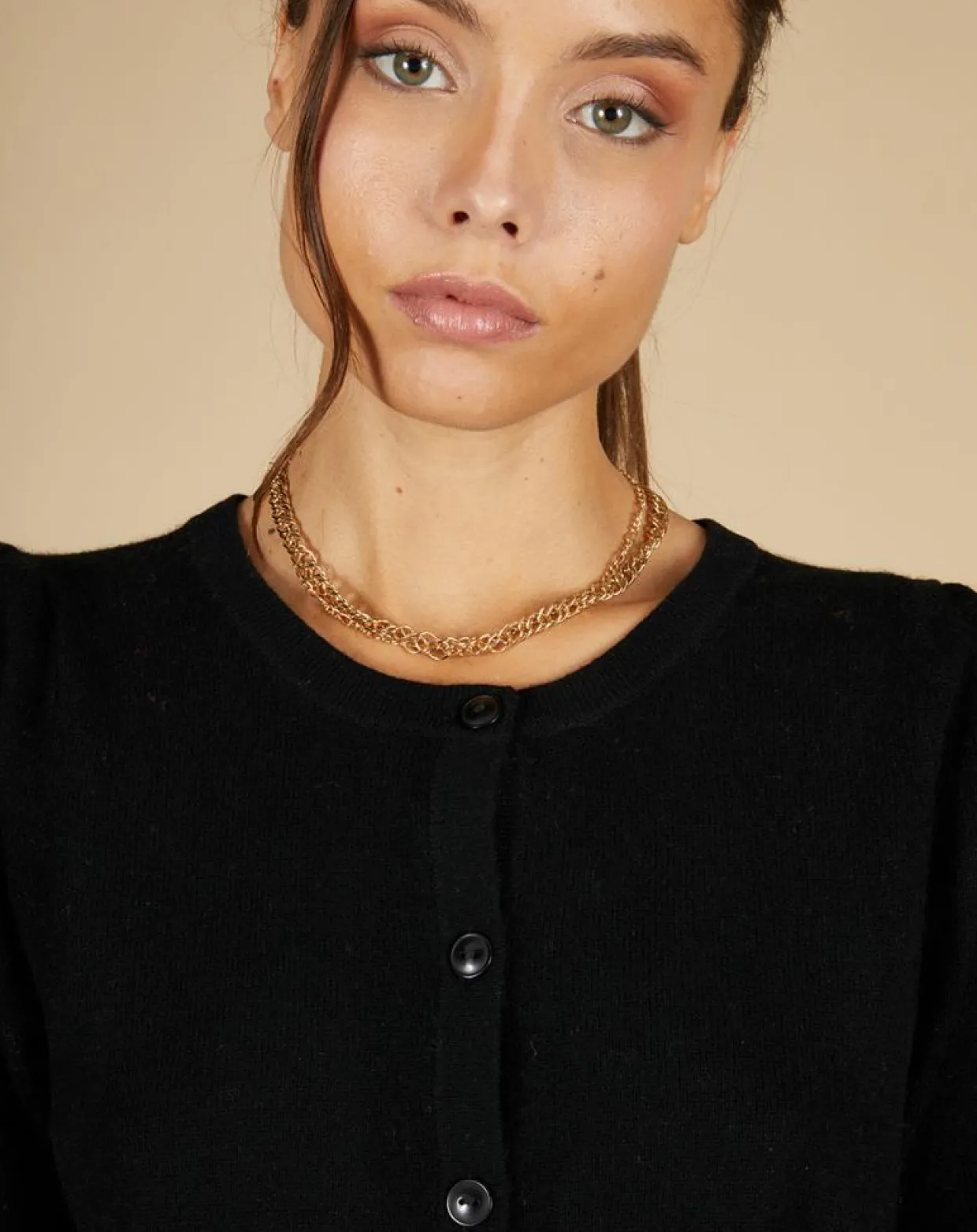 Cardigan 100% Cachemire Claire manches ballon noir-Cashmere Tribu Online