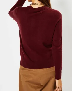 Cardigan 100% Cachemire Yacao col rond rouge foncé-Galeries Lafayette Sale
