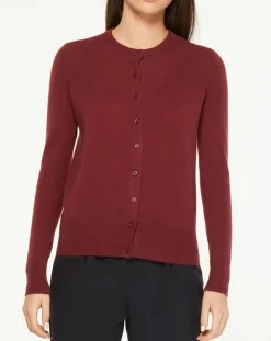 Cardigan 100% Cachemire Yacao col rond rouge foncé-Galeries Lafayette Sale