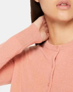 Cardigan 100% Cachemire Yacao col rond rose saumon-Galeries Lafayette
