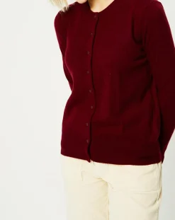 Femme Galeries Lafayette Gilets Et Cardigans^Cardigan 100% Cachemire Zacao col rond rouge foncé