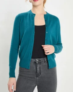Femme Galeries Lafayette Gilets Et Cardigans^Cardigan 100% Cachemire Zacao col rond bleu/vert