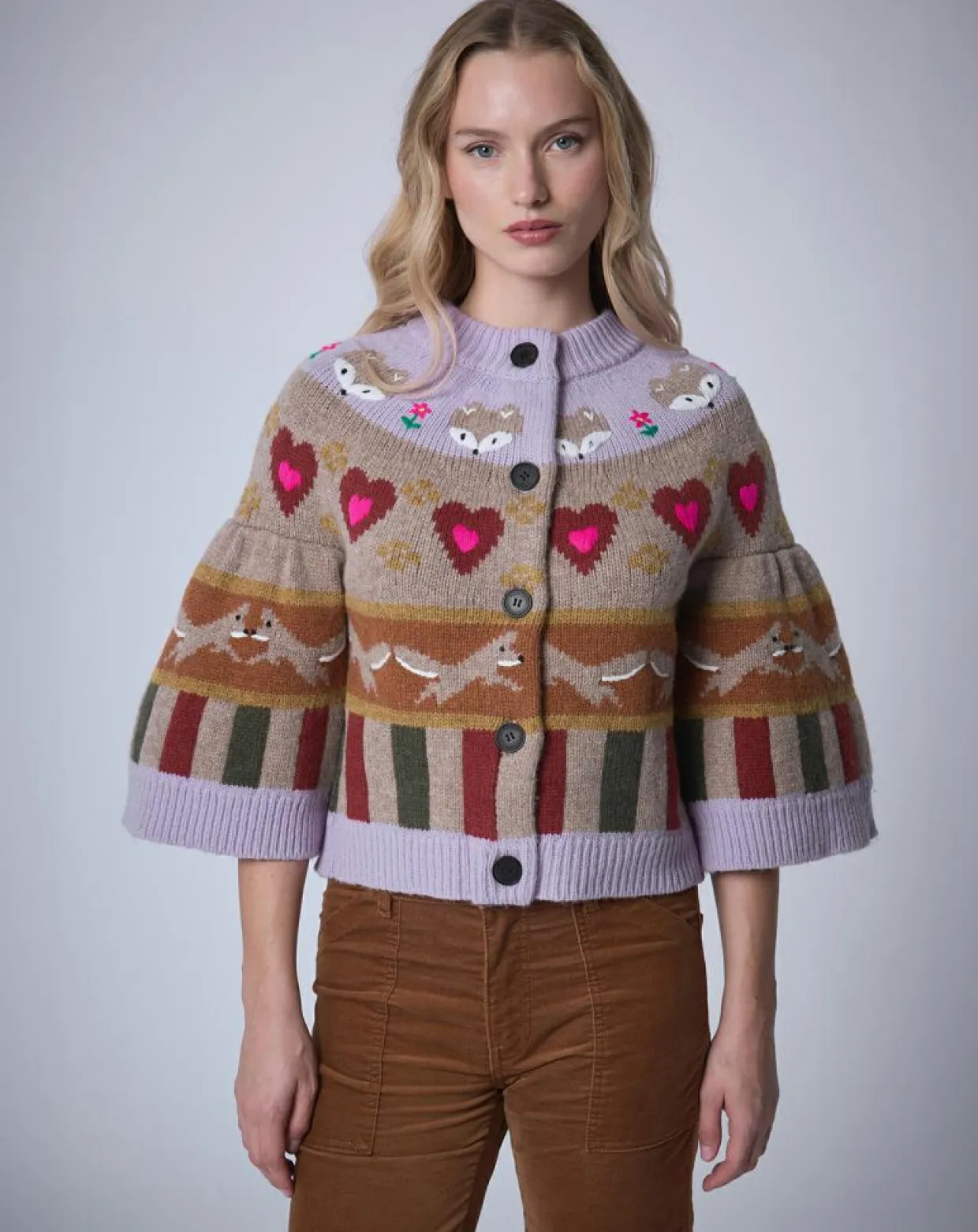 Cardigan 100% Laine Fox Farm unique-Manoush Online