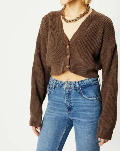 Cardigan cropped Washed Rib marron-BDG by Urban Outfitters Discount