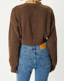 Cardigan cropped Washed Rib marron-BDG by Urban Outfitters Discount