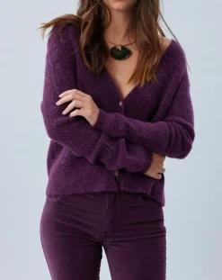 Cardigan Elsa aubergine-Lauren Vidal Sale