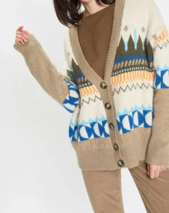 Cardigan en Alpaga, Laine & Cachemire mélangés jacquard graphique multicolore-Marc O'Polo