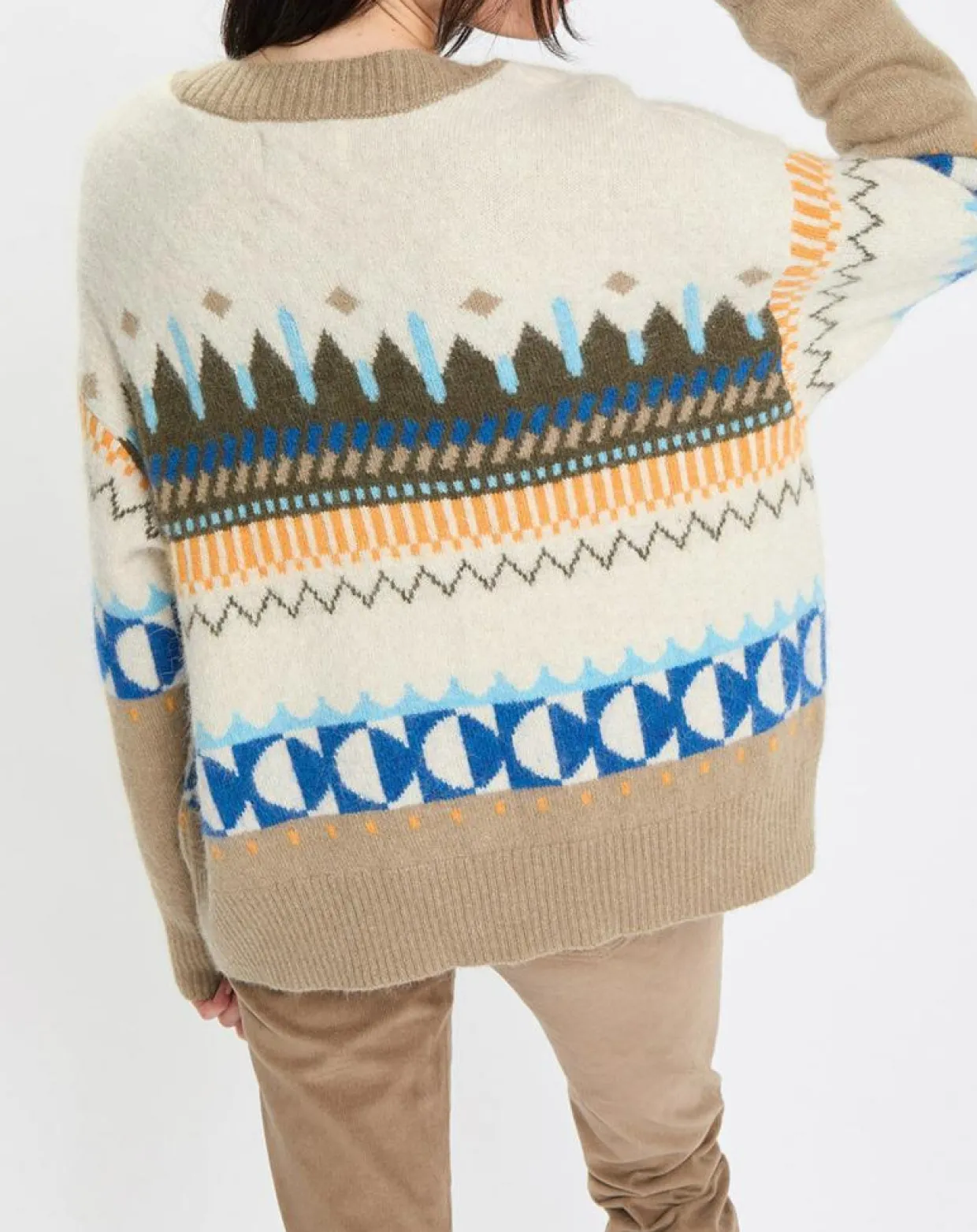Cardigan en Alpaga, Laine & Cachemire mélangés jacquard graphique multicolore-Marc O'Polo