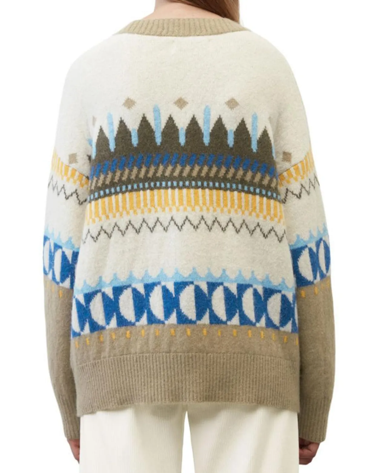 Cardigan en Alpaga, Laine & Cachemire mélangés jacquard graphique multicolore-Marc O'Polo