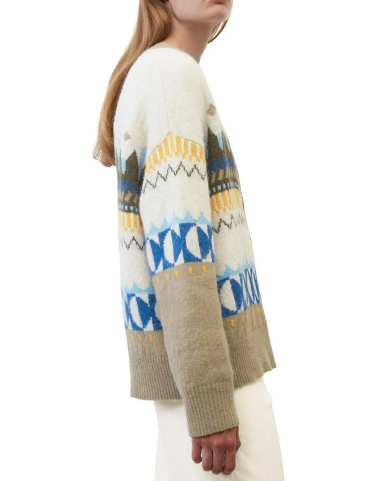 Cardigan en Alpaga, Laine & Cachemire mélangés jacquard graphique multicolore-Marc O'Polo